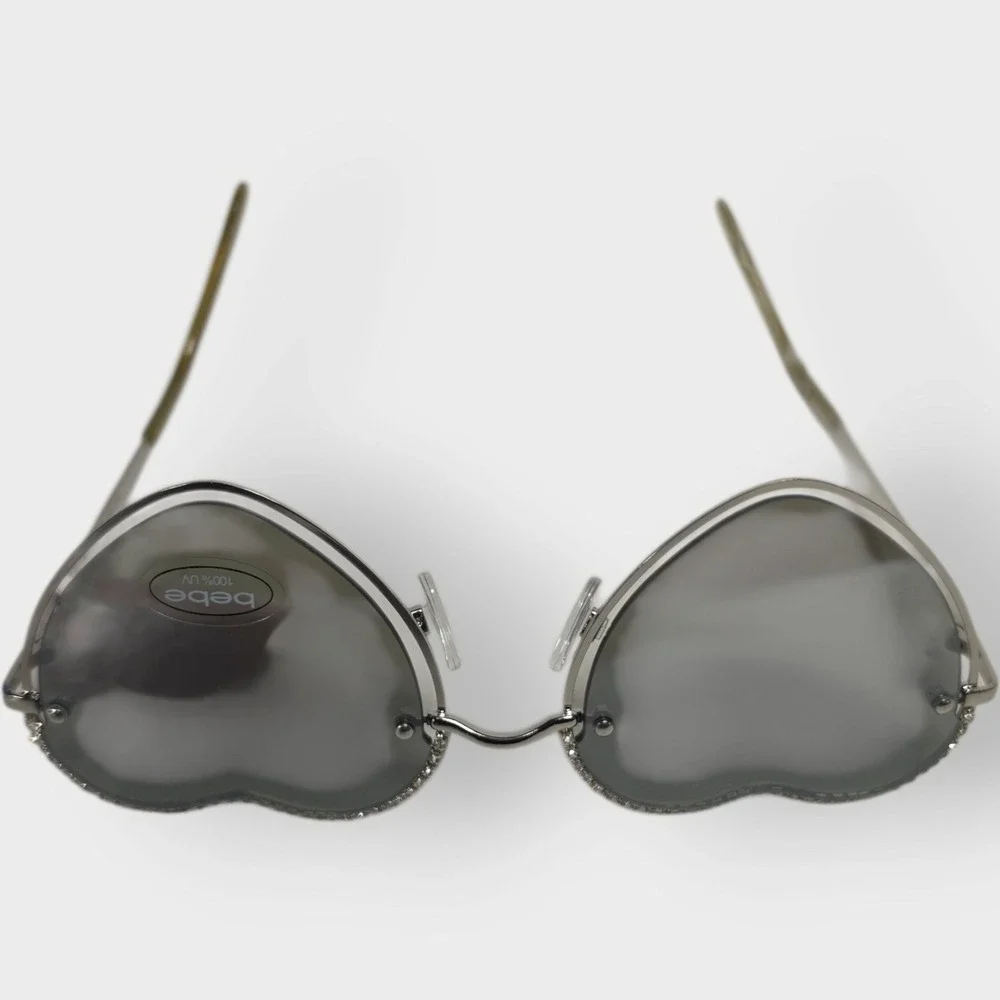New‎ Authentic BEBE Sunglasses BBOP 1030 045 Silver Frame GRAY LENS 100% UV